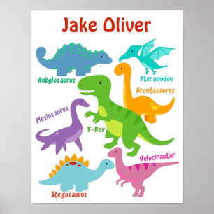 Póster Guardería de dinosaurios para niños lindos
