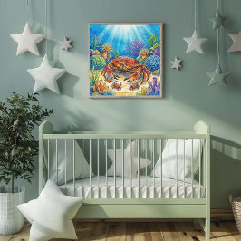 Póster Guardería de Mama Cangrejo y Bebés