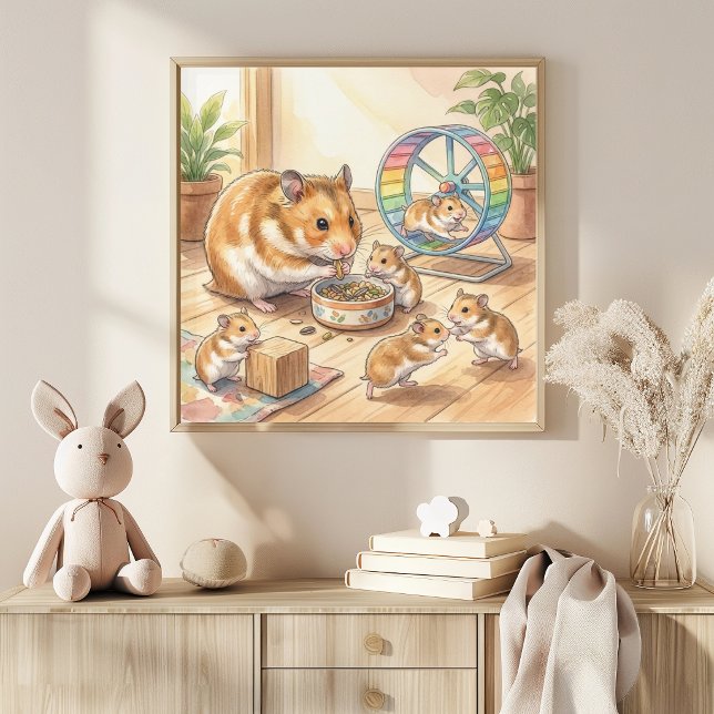 Póster Guardería de Mamá Hámster y Bebés (Subido por el creador)