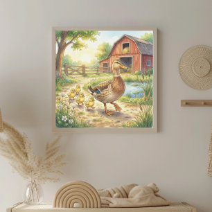 Póster Guardería de Mamá Pato y Patitos