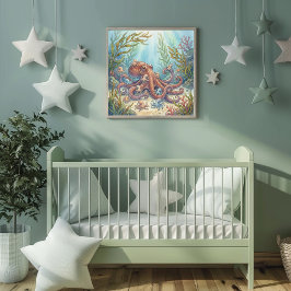 Póster Guardería de Mamá Pulpo y Bebés