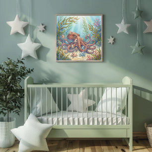 Póster Guardería de Mamá Pulpo y Bebés