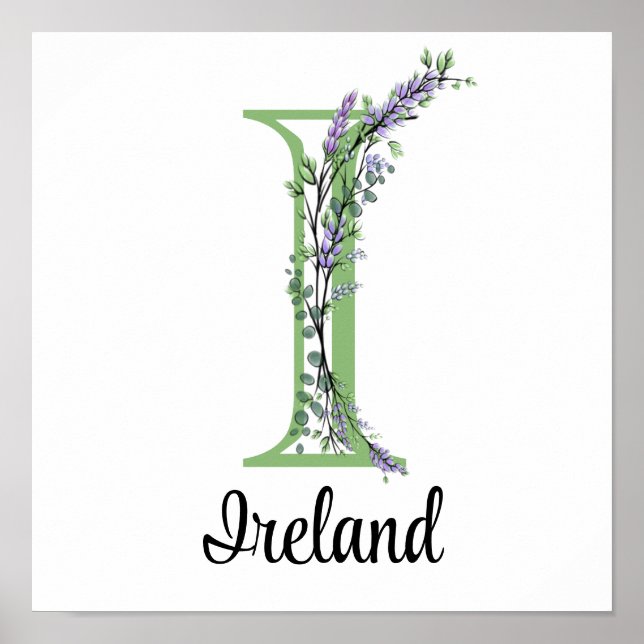 Póster Guardería de Monograma I Lavanda Eucalipto (Frente)