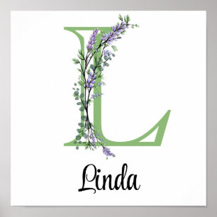 Póster Guardería de Monograma L Lavanda Eucalipto