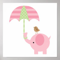 Guardería de niña con elefante rosa lindo