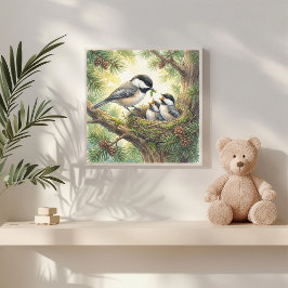 Póster Guardería Mama Chickadee y Pollitos