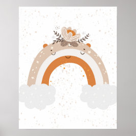 Póster Guardería moderna escandinava linda arcoíris con f