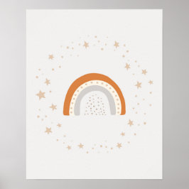 Póster Guardería moderna scandi linda arcoíris con estrel