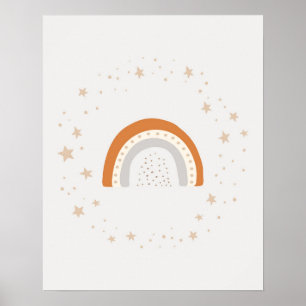Póster Guardería moderna scandi linda arcoíris con estrel