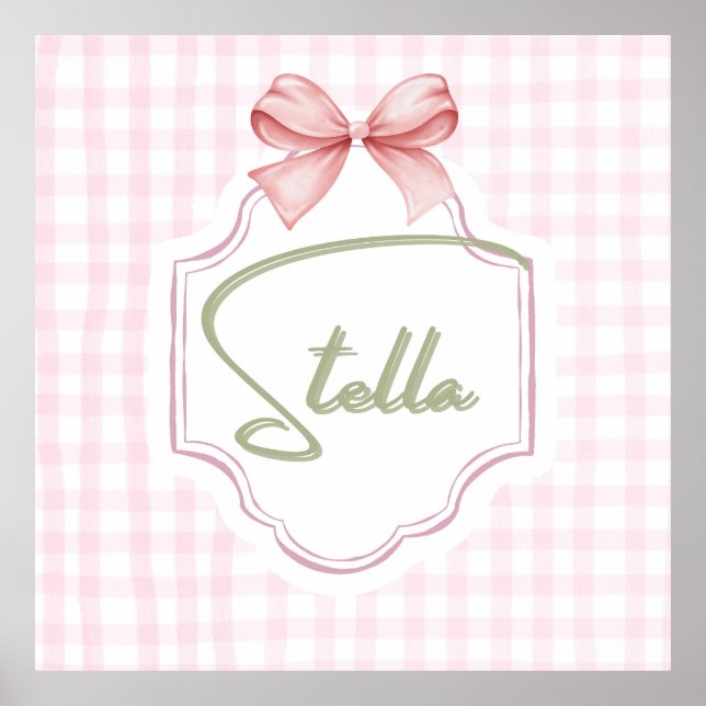 Póster Guardería personalizada para niña Stella con lazo  (Frente)