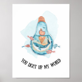 Póster Guardia de ballena azul acuática/arte mural en el