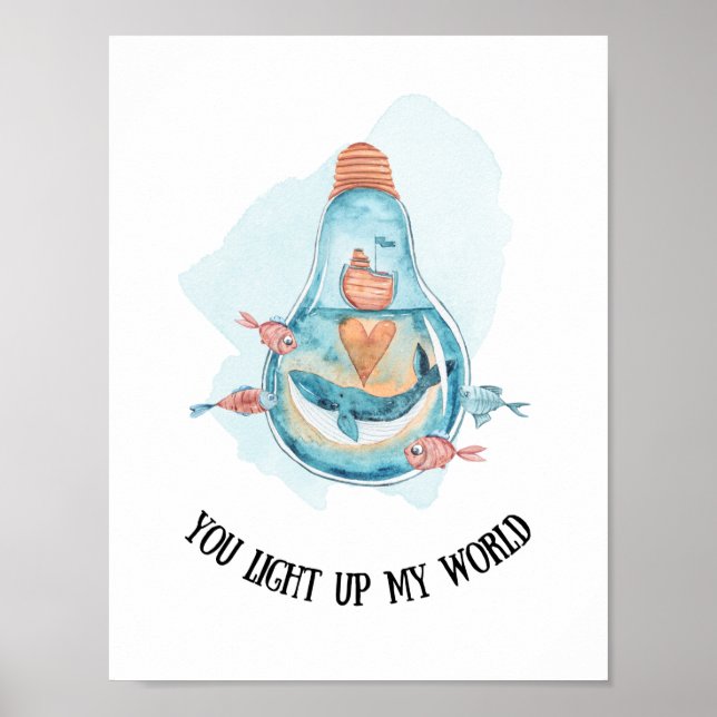 Póster Guardia de ballena azul acuática/arte mural en el  (Frente)