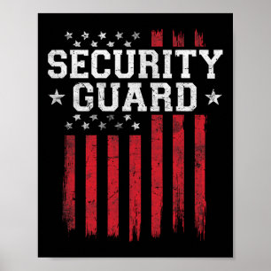 Póster Guardia de Seguridad Orgullosa Bandera Estadounide