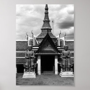 Póster Guardia del demonio vintage Tailandia Bangkok Wat