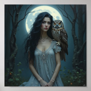 Póster Guardián a la luz de la luna – Mujer de fantasía y