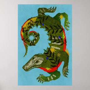 Póster Guardián de cocodrilo japonés abstracto Bauhaus