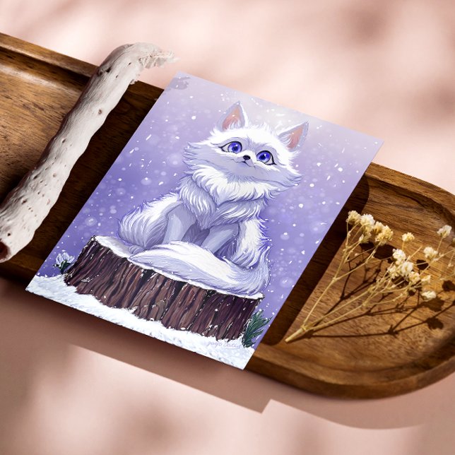 Póster Guardian de Invierno :Zorro ártico caprichoso de l (true Color Reference: This image shows colors and details like the final printed poster)