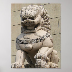 Póster Guardianes chinos de león Foo Dog 石 獅
