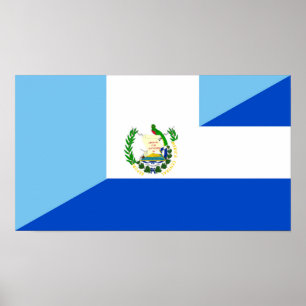 Póster guatemala el salvador half flag country symbol