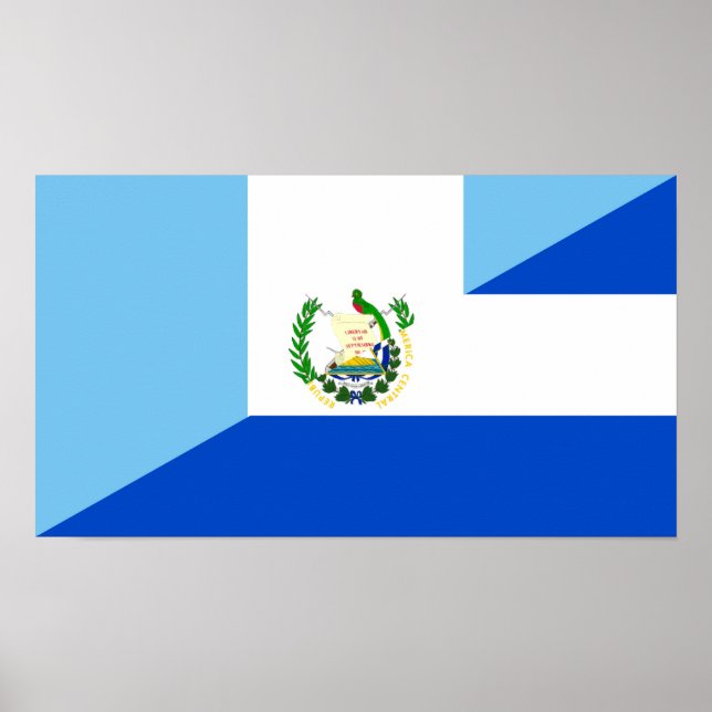 Póster guatemala el salvador half flag country symbol (Frente)