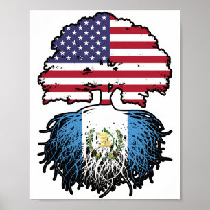 Póster Guatemala Guatemalteca, bandera de raíces de árbol
