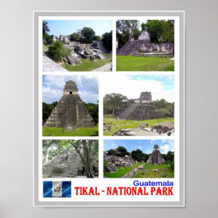 Póster Guatemala - Tikal - Parque Nacional - Mosaico -