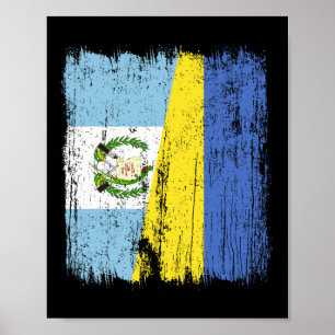 Póster Guatemala Ucrania Media Bandera Guatemalteco Ucran