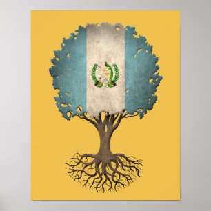 Póster Guatemalan Flag Tree of Life Customizable
