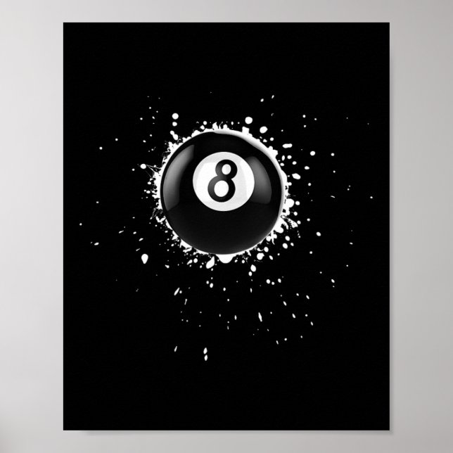Póster Guay 8-ball Ocho Pool Billiards Paint Splatter Ei (Frente)