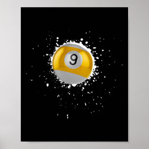 Póster Guay 9 bolas Nueve billones Billiards Paint Splatt