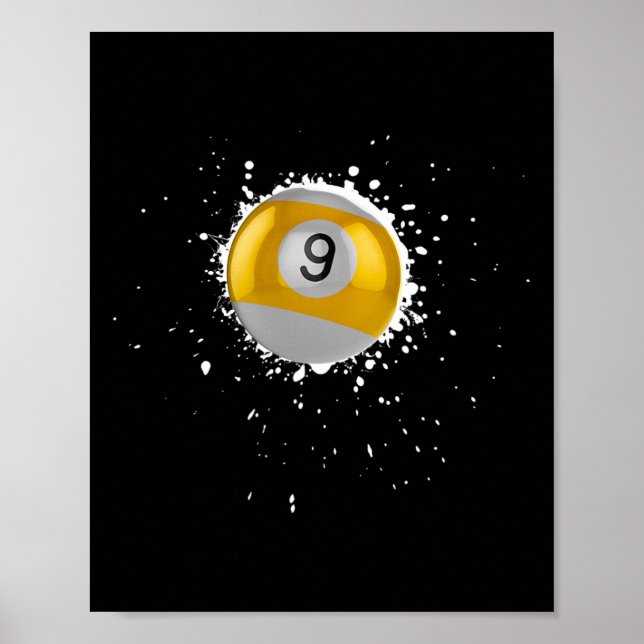 Póster Guay 9 bolas Nueve billones Billiards Paint Splatt (Frente)