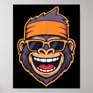 Póster Guay Ape Gorilla Head Funky Monkey Retro Bandana C