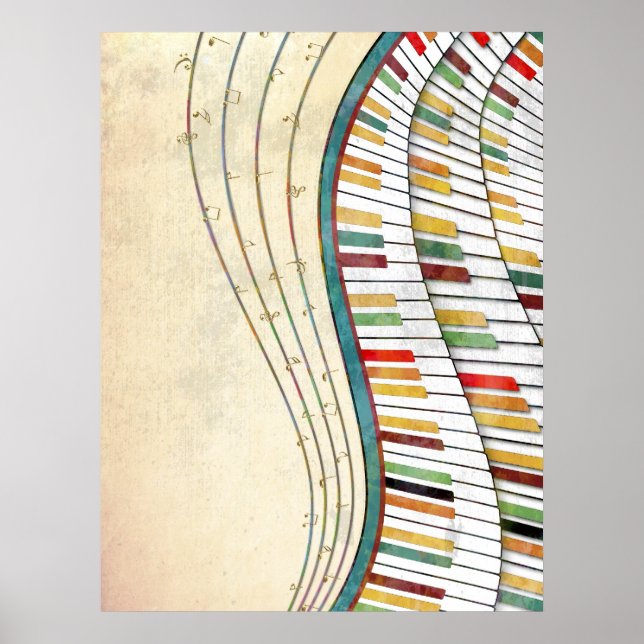 Póster Guay asombroso piano ondulado colores retro anticu (Frente)