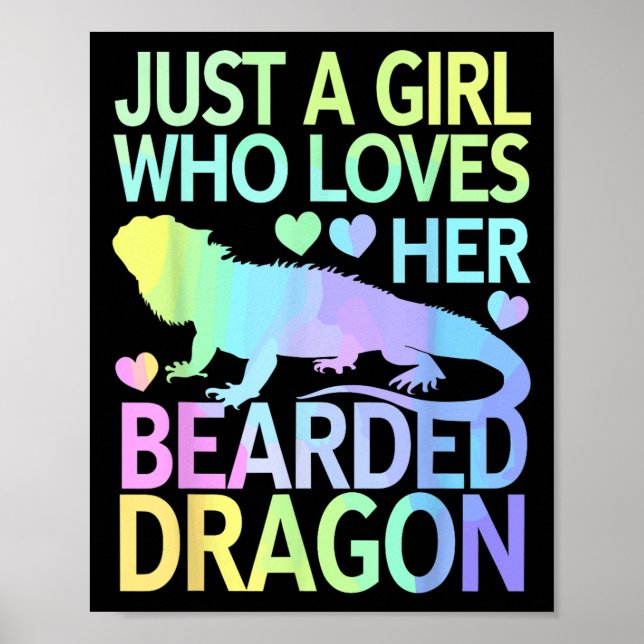 Póster Guay Bearded Dragon Art Para Mujeres Chicas Bearde (Frente)