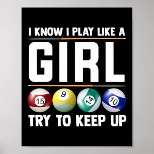 Póster Guay Billiards Art For Women Chica Pool Player 8 B