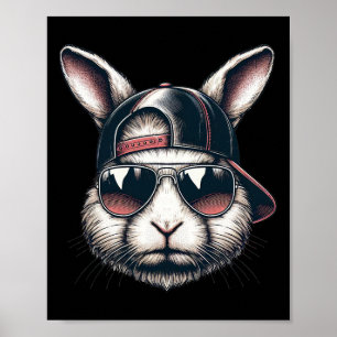 Póster Guay Bunny Face con Sungles Happy Easter Boys Men
