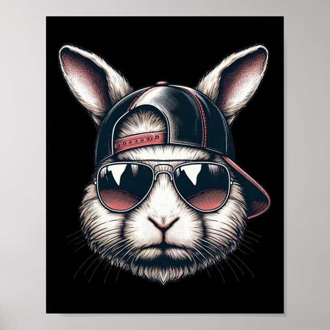 Póster Guay Bunny Face con Sungles Happy Easter Boys Men (Frente)