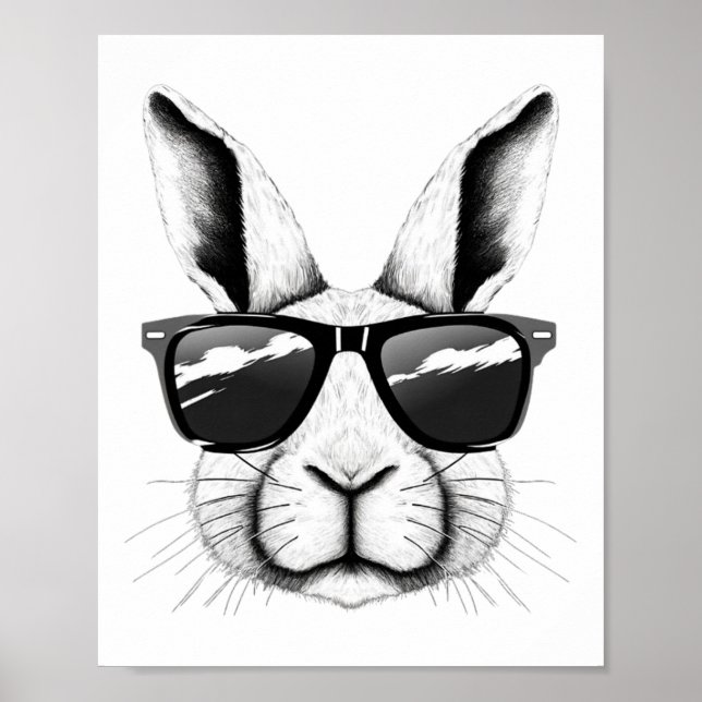 Póster Guay Bunny Face Sungles Funny Easter Bunny Rabbit (Frente)