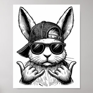 Póster Guay Bunny Face Sungles Rabbit Easter Day Niños
