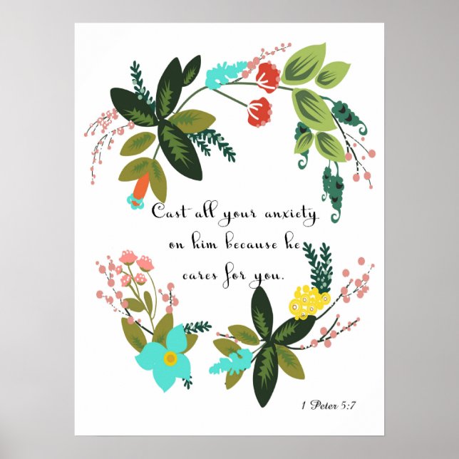 Póster Guay Christian Art - 1 Peter 5:7 (Frente)