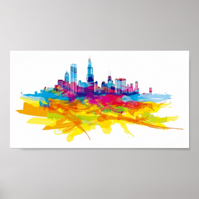Póster Guay Colorful Chicago Skyline (Frente)