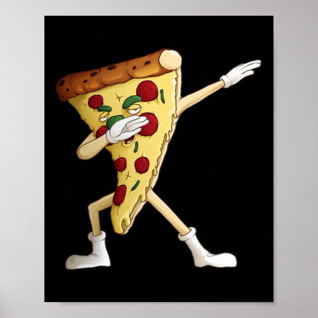 Póster Guay Dabbing Pizza Funny Pie Italiano Baile de Hip (Frente)
