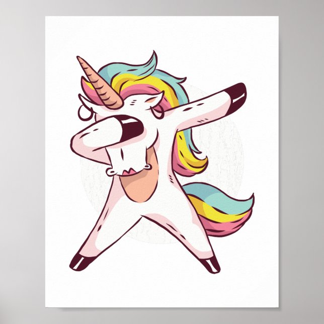 Póster Guay Dabbing Unicornio se muda de moda danza arcoi (Frente)