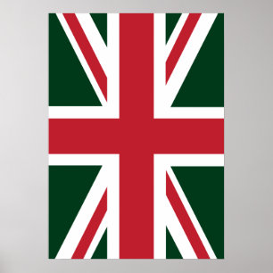 Póster Guay Dark Green Red Union Jack British (UK) Flag