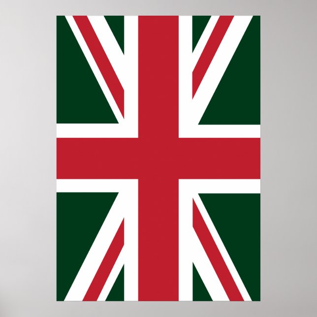 Póster Guay Dark Green Red Union Jack British (UK) Flag (Frente)