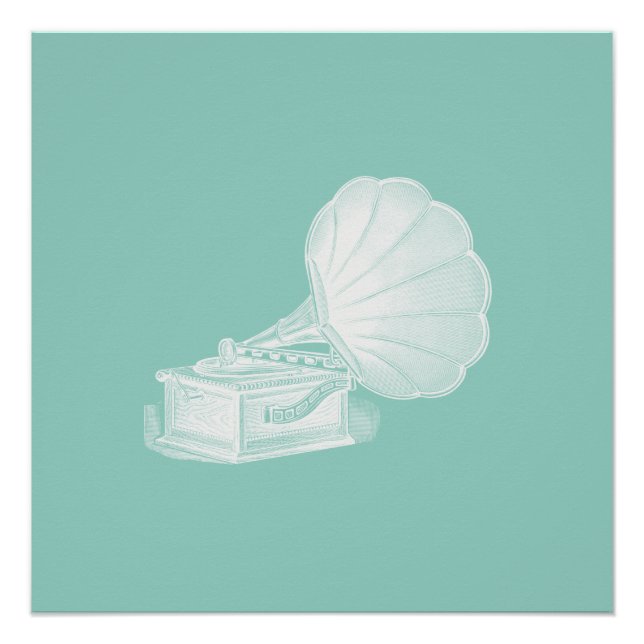 Póster Guay de fonograma blanco verde verde de Phonografí (Anverso)