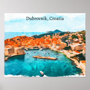 Póster Guay Dubrovnik Croacia Adria Coast Panorama Vista