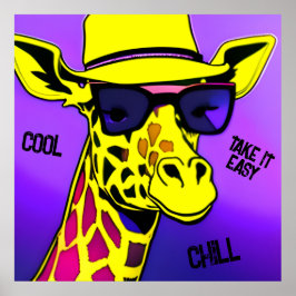 Póster Guay Dude Giraffe con gafas de sol. Editable
