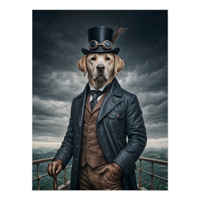 Póster Guay Elegant Victorian Steampunk Labrador Perro Ar (Anverso)