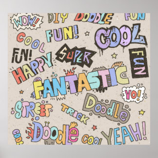 Póster Guay Fun Doodle Lettering Vintage